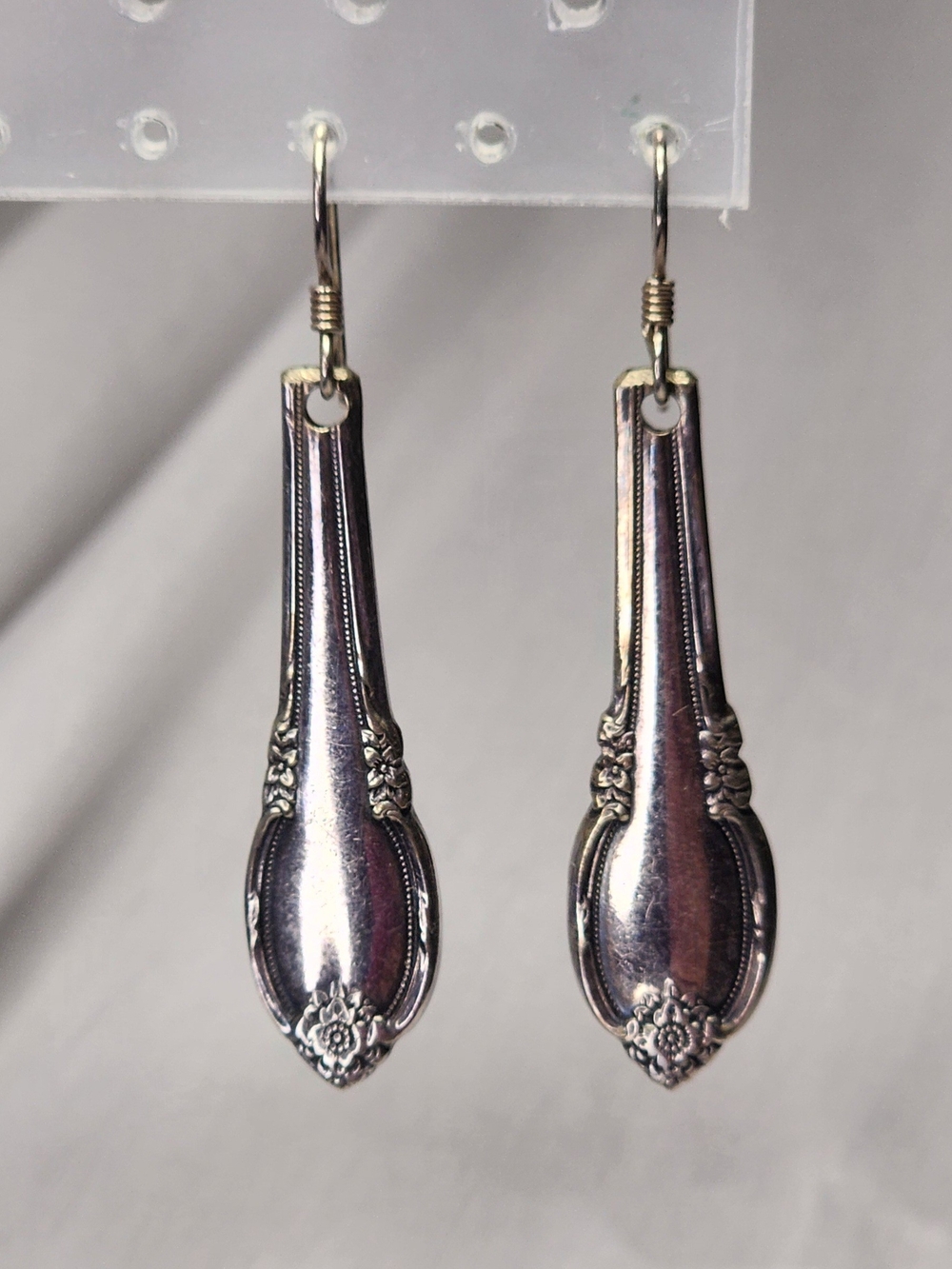 Silver-Tone Floral Spoon Handle Drop Earrings - Women Jewelry